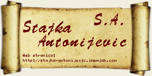 Stajka Antonijević vizit kartica